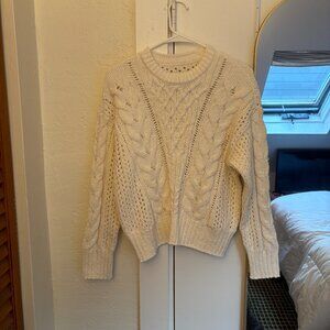 NWT Textural Stitch Cable Crew Sweater - Cream, XS